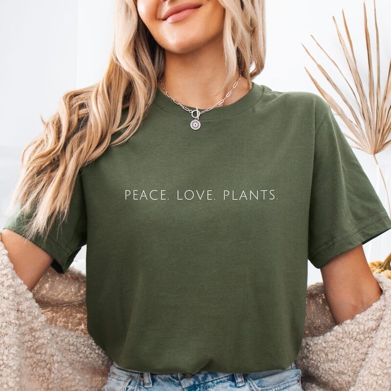 Peace Love Plants Shirt Minimalist Design